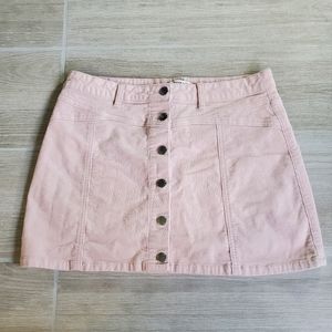 Light Pink Corduroy Button-Up Mini Skirt, size 30